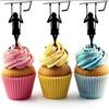 Cupcake Toppers Decorations, Silhouette Swing Design, Pink Yellow Blue, Set of 6 view 1