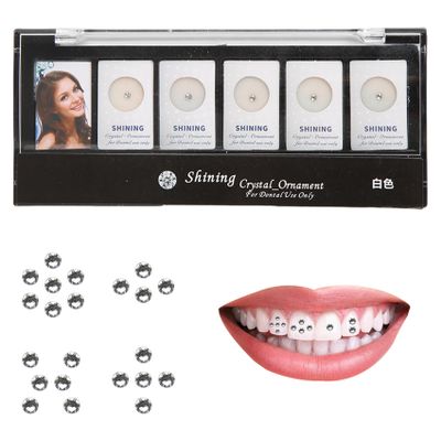 Tooth Gems Crystals Teeth Gems Small Clear Rhinestones 2mm White 5-Piece