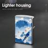 Blue and White Chinese Style Flower and Bird Lighter Case Double-Sided Graffiti Lighter Holder - Metal Lighters Protective Cover, Universal Fit for Standard Lighters, Stylish Gift for Men & Women view 4