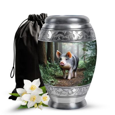 Casketique Pig Burial Urns for Human Ashes Adult Female - Large Green Funeral Urns for Adult Male - Cremation Urn for Mom & Dad - Memorial Urn for Human Ashes - 10 Inch