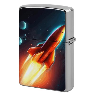Stars and Space Rockets Lighter Case Double-Sided Graffiti Lighter Holder - Metal Lighters Protective Cover, Universal Fit for Standard Lighters, Stylish Gift for Men & Women