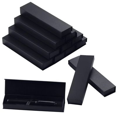 12 Pcs Magnetic Closure Kraft Gift Boxes, Black Textured Empty Cases For Pens And Jewelry, Paper Gift Packaging With Cushion For Birthday Or Business Giving