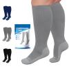 AMITOFO 3 Pairs Plus Size Compression Socks for Women Men Wide Calf view 1