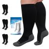 AMITOFO 3 Pairs Plus Size Compression Socks for Women Men Wide Calf view 1
