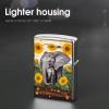 Elephant Sunflowers Lighter Case Double-Sided Graffiti Lighter Holder - Metal Lighters Protective Cover, Universal Fit for Standard Lighters, Stylish Gift for Men & Women view 4