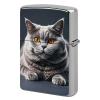 A Gray Cat is Lying Lighter Case Double-Sided Graffiti Lighter Holder - Metal Lighters Protective Cover, Universal Fit for Standard Lighters, Stylish Gift for Men & Women view 1