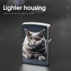 A Gray Cat is Lying Lighter Case Double-Sided Graffiti Lighter Holder - Metal Lighters Protective Cover, Universal Fit for Standard Lighters, Stylish Gift for Men & Women view 4