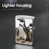 African Penguin Lighter Case Double-Sided Graffiti Lighter Holder - Metal Lighters Protective Cover, Universal Fit for Standard Lighters, Stylish Gift for Men & Women view 4