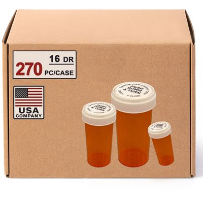16 Dram Push Down and Turn Vials for Pharmacy 270 Pcs Empty Pill Bottles with Reversible Caps, Mini Pill Organizer Containers Child-Resistant Small Travel Pill Dispenser for Bulk Use