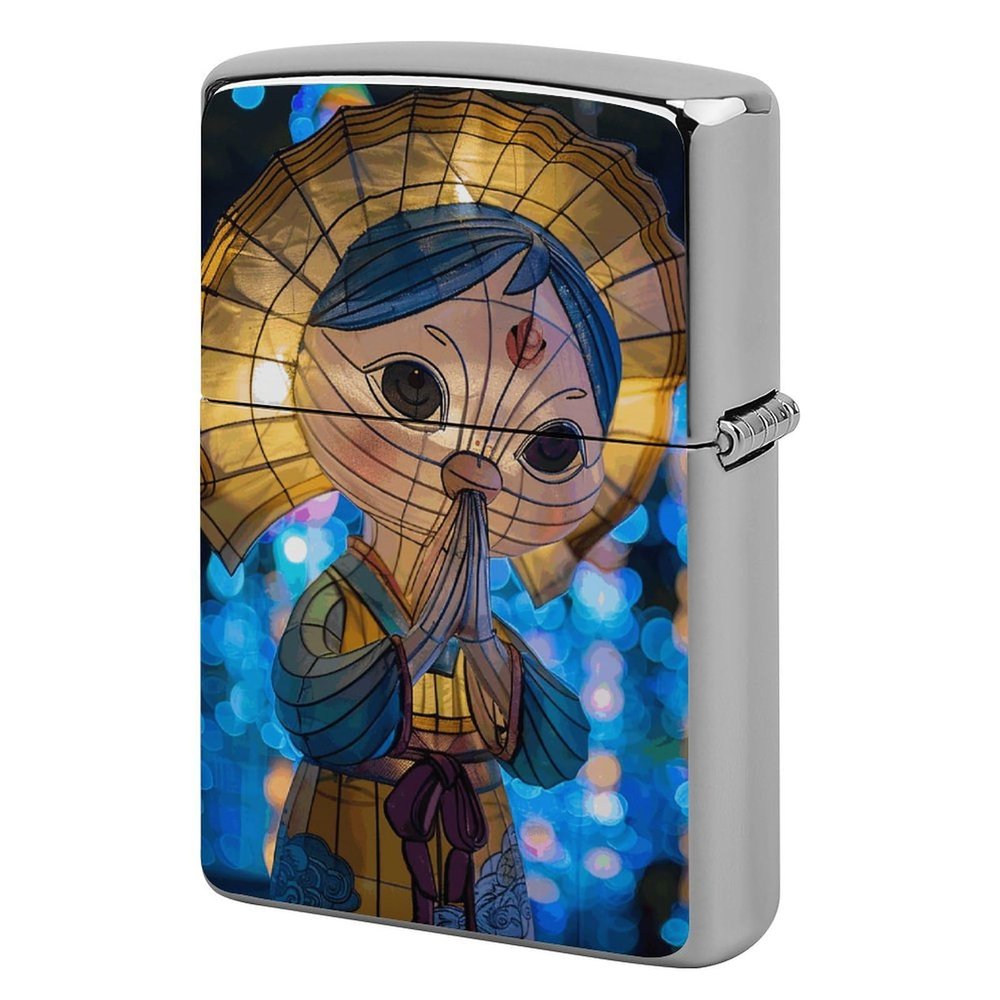 A Colorful Lantern Lighter Case Double-Sided Graffiti Lighter Holder - Metal Lighters Protective Cover, Universal Fit for Standard Lighters, Stylish Gift for Men & Women