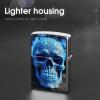 3D Print Blue Skull Lighter Case Double-Sided Graffiti Lighter Holder - Metal Lighters Protective Cover, Universal Fit for Standard Lighters, Stylish Gift for Men & Women view 4