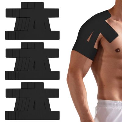 15 Pcs Precut Kinesiology Tape for ShoulderShoulder Tape for Shoulder Pain Relief Pre CutWaterproof, Breathable, Hypoallergenic Athletic Tape for Support and Protection(Black)