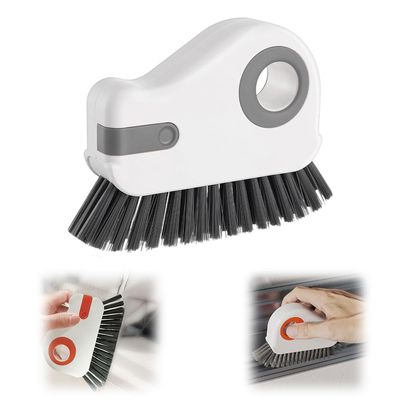 2 in 1 Groove Cleaning Brush Window Track Cleaning Tools, 2026 New Multifunction Hard Bristle Crevice Brush with Scraper for Shutter Door, Sliding Door, Window Sill, Window Seal (Gray)
