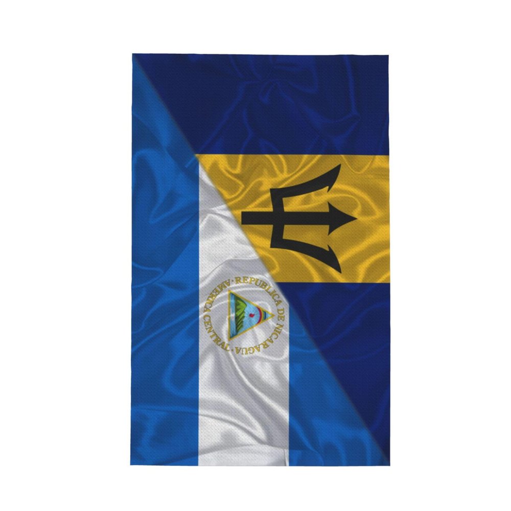 Barbados Barbadian and Nicaragua Nicaraguans Triangle Flag Premium Waffle Kitchen Towel Microfiber Kitchen Towels, Super Absorbent 16 X 26 Inches Reusable Dish Towels for Kitchen and Household