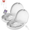 2Pack Retainer Case, Compatible with Invisalign, Slim Aligner Case with Vent Holes, Portable Orthodontic Box with Removal Tool, Brush and Lanyard, White view 1