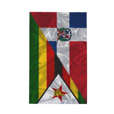 Dominican Republic and Zimbabwe Zimbabwean Triangle Flag Premium Waffle Kitchen Towel Microfiber Kitchen Towels, Super Absorbent 16 X 26 Inches Reusable Dish Towels for Kitchen and Household