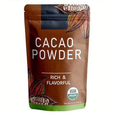 (226g/0.5lbs), Premium Organic Cacao Powder 16oz - Unsweetened Dark Chocolate Powder for Baking, Rich Antioxidant Superfood, Vegan, Gluten-Free & Non-GMO, Keto-Friendly