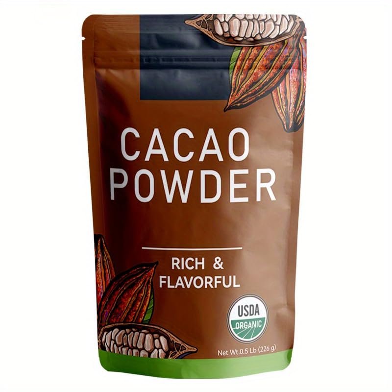 (226g/0.5lbs), Premium Organic Cacao Powder 16oz - Unsweetened Dark Chocolate Powder for Baking, Rich Antioxidant Superfood, Vegan, Gluten-Free & Non-GMO, Keto-Friendly
