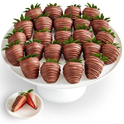Sharis Berries Artisan Belgian Milk Chocolate Covered Strawberries | Chocolate Covered Strawberry Gift Box | For Mother's Day, Anniversary, Celebrations & Thank Yous (Two Dozen, 24 Berries)
