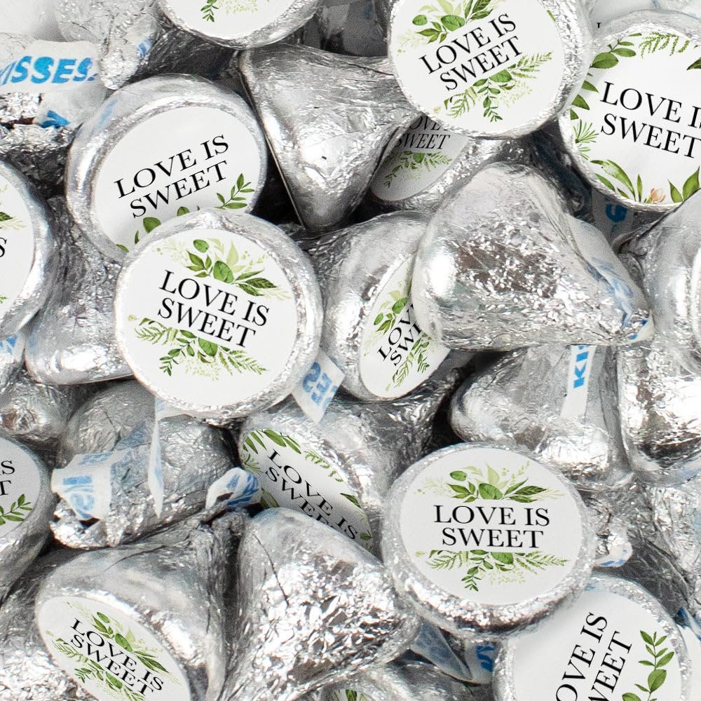 255 Pcs Wedding Candy Party Favor Kisses Chocolate (2.5 lb) Botanical Love Is Sweet
