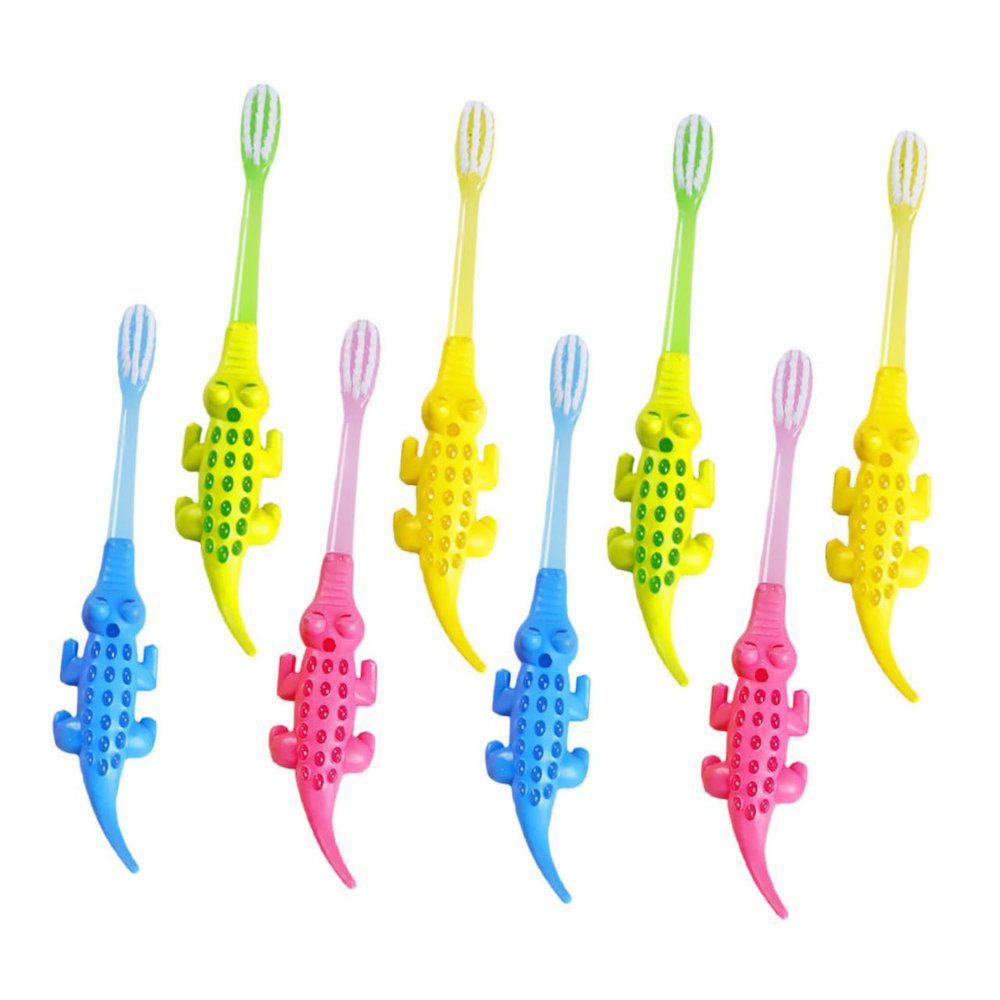 GOOHOCHY Kids Cartoon Toothbrush Set 8Pcs Soft Bristle Baby Toothbrushes for Gentle Oral Care Random Colors for Boys and Girls