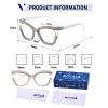 AOOLIA Stylish Cat Eye Reading Glasses, Pearl Crystal Eyewear Frame Reader for Women Girl Ladies, Anti-blue Light Glasses (Pattern-white, 1, x) view 2