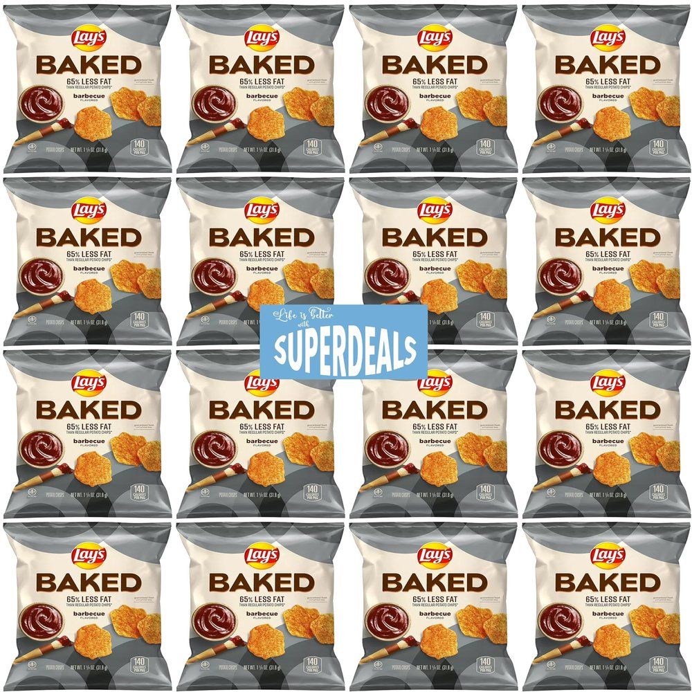 Baked Barbecue Potato Crisps, 1.125 oz (Pack of 16) Value Pack with Bonus Gift Bundled by SUPERDEALS
