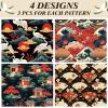 Pineraap 12 Sheets Japanese Wrapping Paper Traditional Japanese Themed Gift Wrap with Sakura, Cranes, Fans, Waves, and Temples Design Gift Packing Paper Anime Gift Wrap for Japan Lovers, 20"28" view 2
