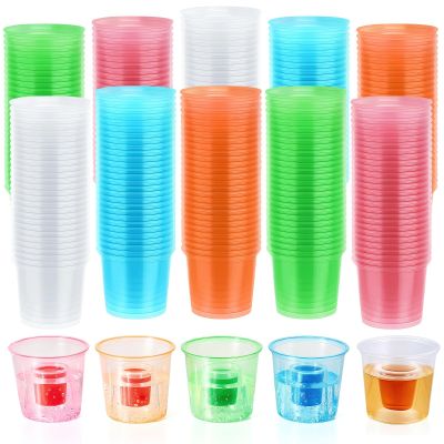 250 PCS Disposable Bomber Cups, 4 oz Color Plastic Plastic Bomber Cup, Double Shot Glass for Mixed Drinks, Reusable Bomb Cups for Wedding, Thanksgiving, Halloween, Christmas Party (250PCS)
