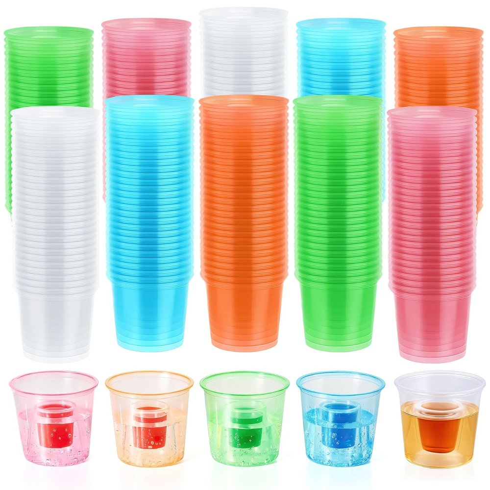 250 PCS Disposable Bomber Cups, 4 oz Color Plastic Plastic Bomber Cup, Double Shot Glass for Mixed Drinks, Reusable Bomb Cups for Wedding, Thanksgiving, Halloween, Christmas Party (250PCS)