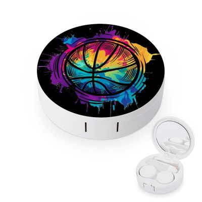 Basketball Tie Dye Contact Lens Case Box Holder Container Daily Contact Lens Organizer for Travel Daliy Use