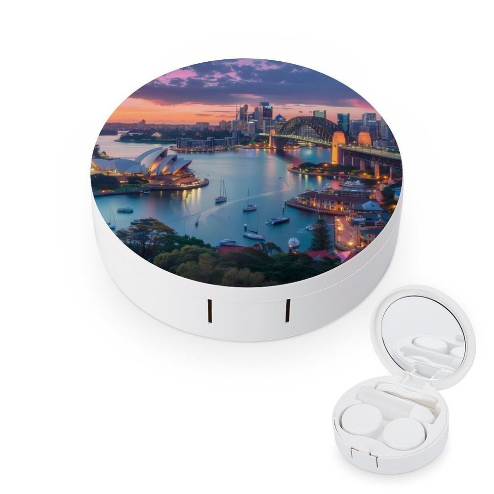 Australia Sydney Bridge Cityscape Skyline Contact Lens Case Box Holder Container Daily Contact Lens Organizer for Travel Daliy Use