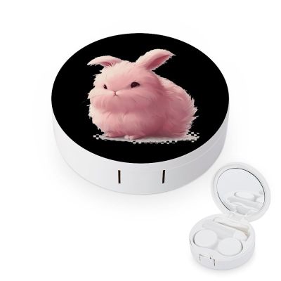 Cute Angora Rabbit Contact Lens Case Box Holder Container Daily Contact Lens Organizer for Travel Daliy Use