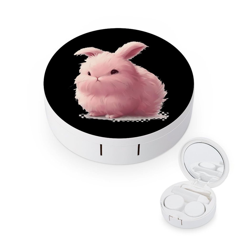 Cute Angora Rabbit Contact Lens Case Box Holder Container Daily Contact Lens Organizer for Travel Daliy Use