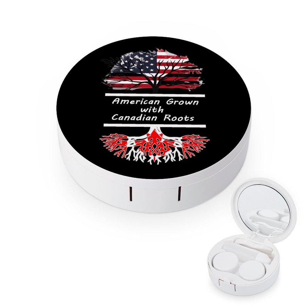 America Grown with Canadian Roots Contact Lens Case Box Holder Container Daily Contact Lens Organizer for Travel Daliy Use