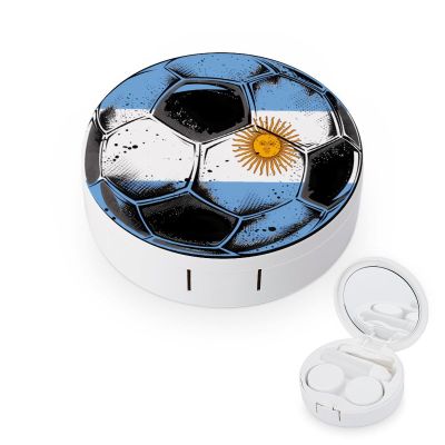 Argentina Flag Football Soccer Sport Contact Lens Case Box Holder Container Daily Contact Lens Organizer for Travel Daliy Use