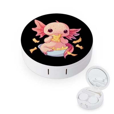 Axolotl with Potato Chips Contact Lens Case Box Holder Container Daily Contact Lens Organizer for Travel Daliy Use