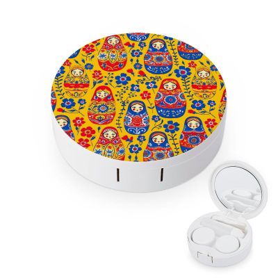 Cute Russians Dolles Contact Lens Case Box Holder Container Daily Contact Lens Organizer for Travel Daliy Use