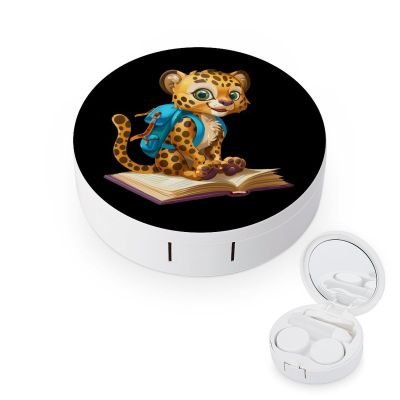 Cheetah Love Book Contact Lens Case Box Holder Container Daily Contact Lens Organizer for Travel Daliy Use