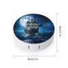 Blue Boat On Seascape And Moon in The Sky Contact Lens Case Box Holder Container Daily Contact Lens Organizer for Travel Daliy Use view 2