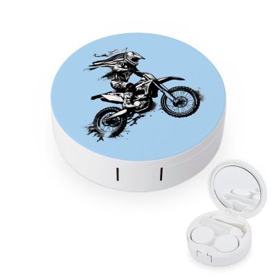 Dirt Bike Motocross USA Flag Contact Lens Case Box Holder Container Daily Contact Lens Organizer for Travel Daliy Use