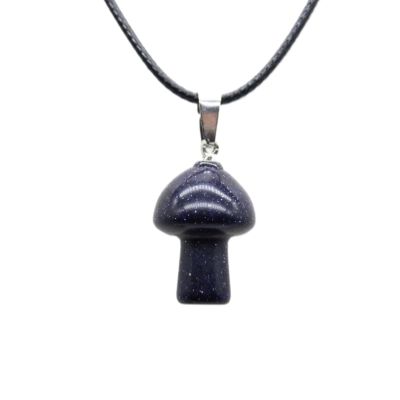 BXSEEF 1Pcs Natural Stone Amethyst Venus Quartz Crystal Agate Mushroom Pendant Necklace(blue sand)