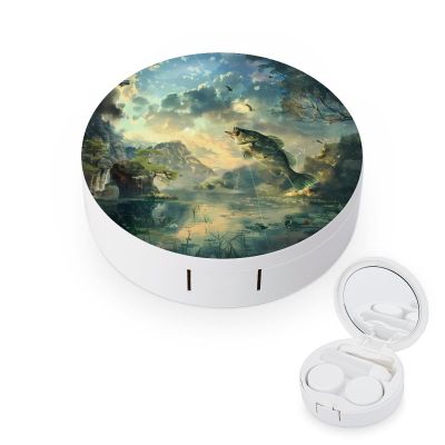 Bass Fishing Contact Lens Case Box Holder Container Daily Contact Lens Organizer for Travel Daliy Use