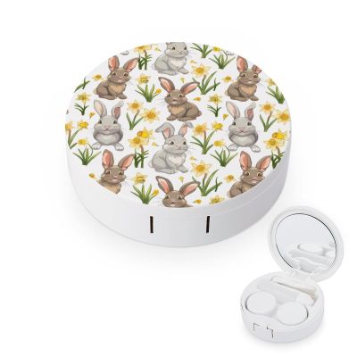Beautiful Flowers Bunny Contact Lens Case Box Holder Container Daily Contact Lens Organizer for Travel Daliy Use