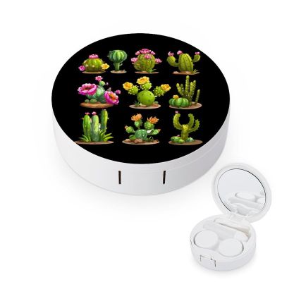 Cactus Succulent Plant Contact Lens Case Box Holder Container Daily Contact Lens Organizer for Travel Daliy Use