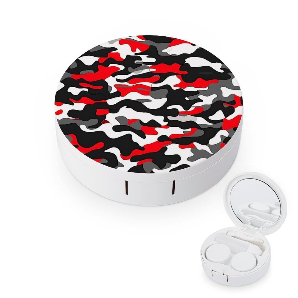 Black Red White Camouflage Contact Lens Case Box Holder Container Daily Contact Lens Organizer for Travel Daliy Use
