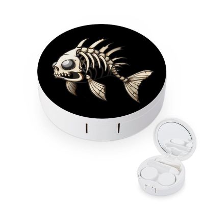 Bone Fish Skeleton Contact Lens Case Box Holder Container Daily Contact Lens Organizer for Travel Daliy Use