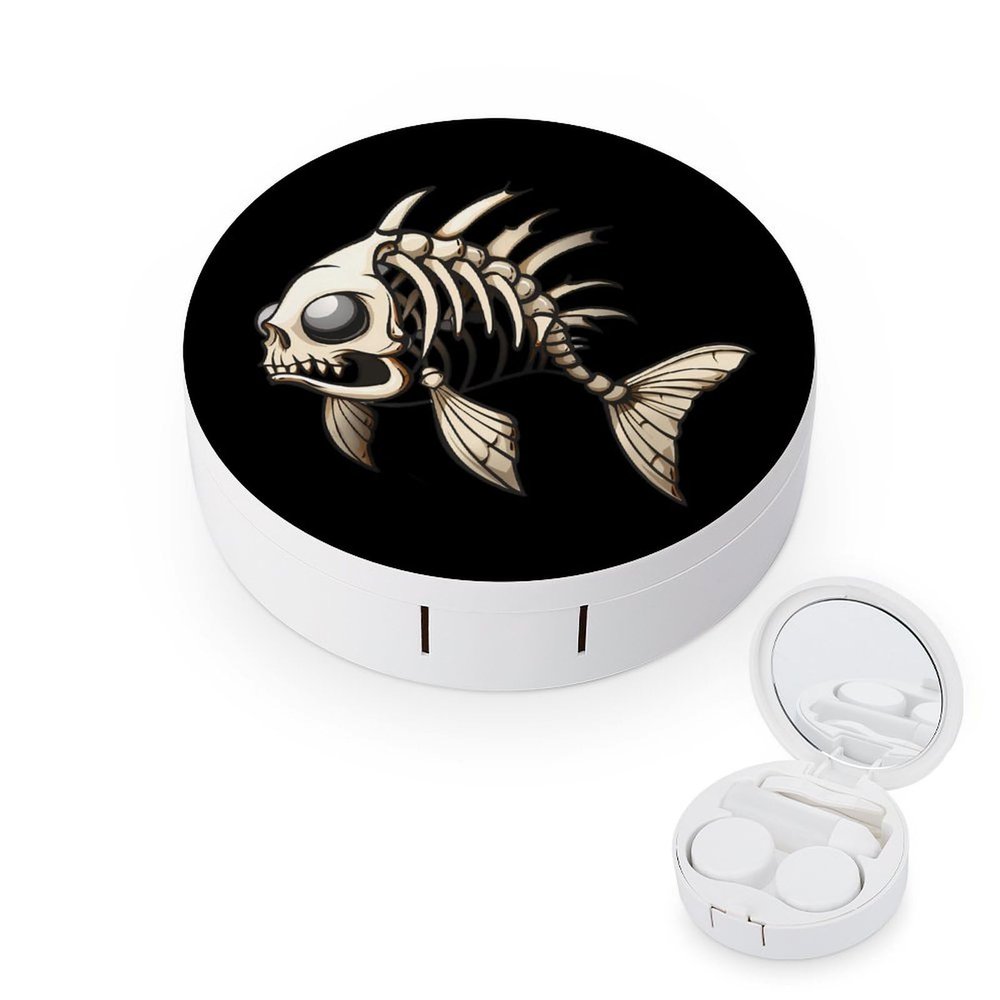 Bone Fish Skeleton Contact Lens Case Box Holder Container Daily Contact Lens Organizer for Travel Daliy Use