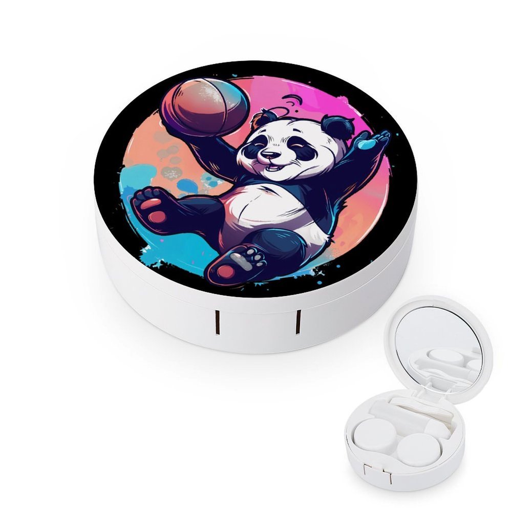 Basketball Panda Slam Dunk Contact Lens Case Box Holder Container Daily Contact Lens Organizer for Travel Daliy Use