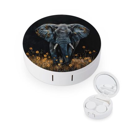 Elephant Sunflower Contact Lens Case Box Holder Container Daily Contact Lens Organizer for Travel Daliy Use